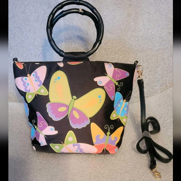 New with tags Gold Mine Totes by Bueno Butterfly Print Purse - Picture 2 of 4
